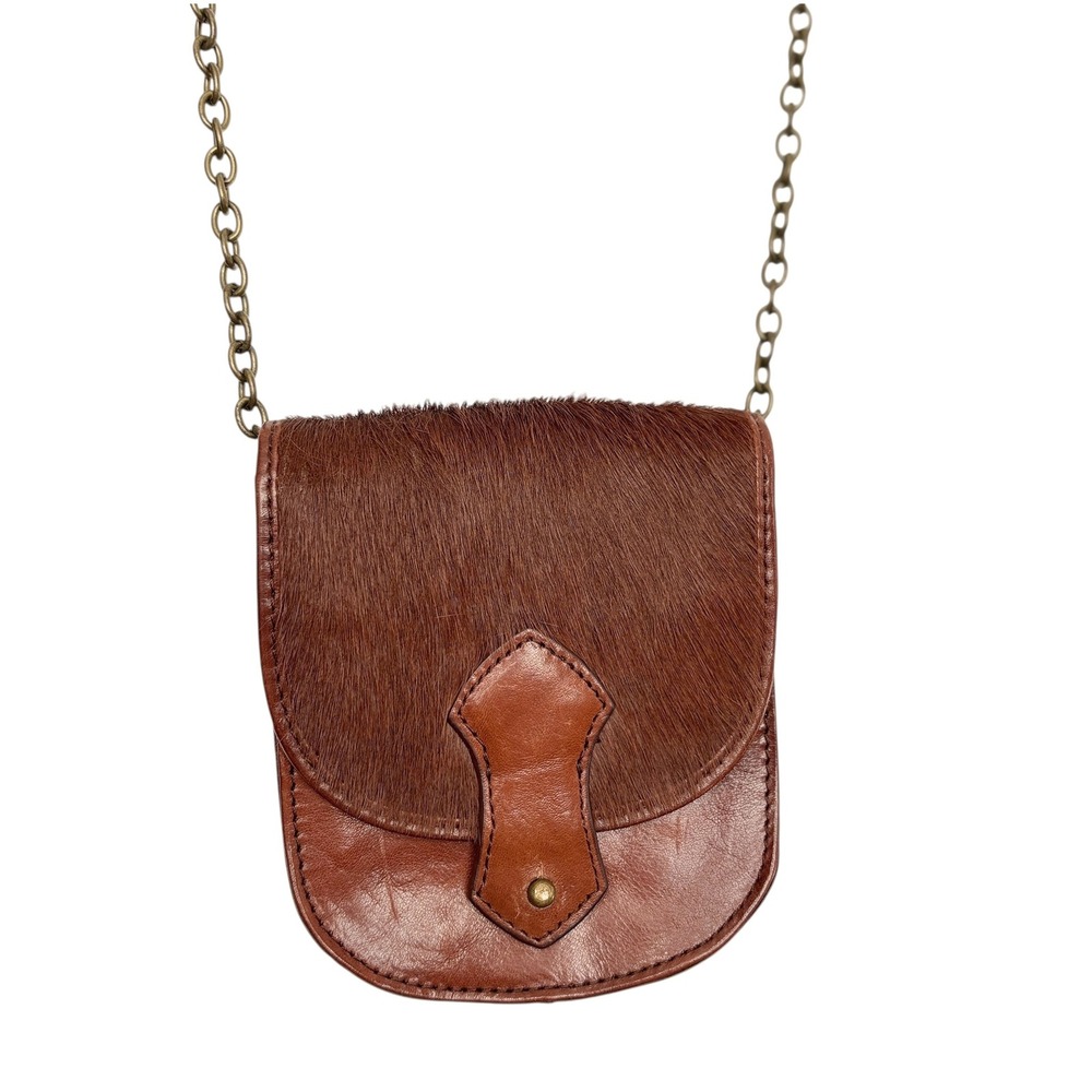 Club Monaco Brown‎ Leather Haircalf Mini Crossbody Bag